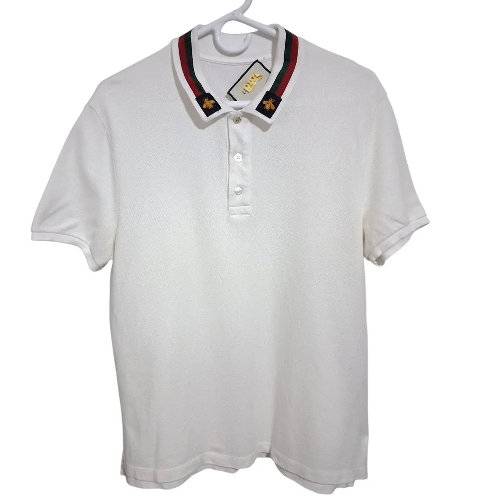Gucci Mens size XL Preppy Old Money Designer Bee Collar Polo Coastal New England